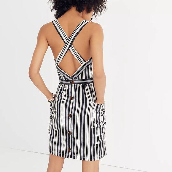 NWT Madewell Apron Striped Button Back Dress - Picture 3 of 7
